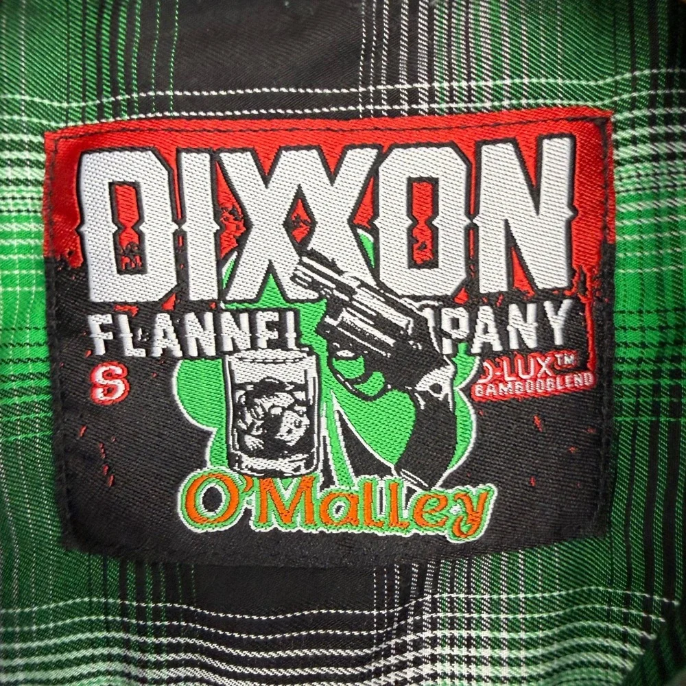 Dixxon Flannel Co OMalley Green Black Plaid Short Sleeve Kids Shirt Small S